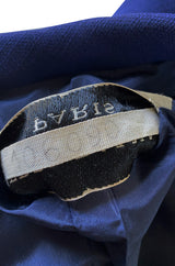 Spring 1960 Pierre Balmain Haute Couture Deep Blue Skirt Suit w Swing Back Button Detailing