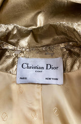 1980s Christian Dior Gold Coated Metallic Oversized Trench Coat