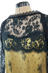 Fall 1997 Christian Lacroix Runway Black Lace Over Dress w a Slinky Silk Underdress