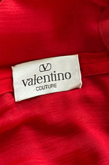 Documented Spring 1987 Valentino Haute Couture Red Silk Crepe Dress w Bow Details
