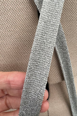 1970s Goldworm Black Knit Backless Dress w Silver Metallic Straps & Elastic Waist