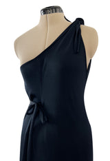 Versatile 1970s Loris Azzaro Multi Tie - One Shoulder or Halter - Black Jersey Dress