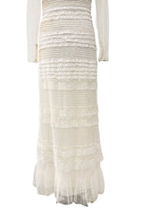 Prettiest 2012 Valentino Tiered Ivory Lace Net Dress w Tiny Sequin & Bead Detailing