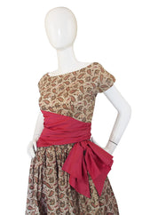 1950s Paisley & Gold Print Party Dress