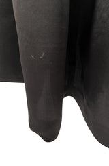 1980s Oscar De La Renta Black Silk Taffeta Dropped Waist Full Skirt Dress w Button Back