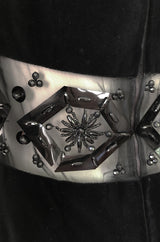 1967 Jacques Heim Couture Bead & Transparent Panel Velvet Dress