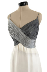 Spring 2000 Hanae Mori Haute Couture Forest & Butterfly Print Silk Chiffon Dress & Silk Huge Scarf