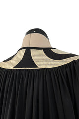 Easy to Wear 1980s Bill Tice Black Jersey Caftan Feel Dress w Gold Shoulder Detail Detail