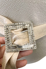 Beautiful 1930s Ivory Hammered Silk Satin Bias Cut Dress w Original Jacket & Belt