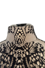 Spectacular Pre-Fall 2016 Alexander McQueen by Sarah Burton Black Nude Lace Dress