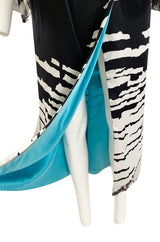 1996 Hanae Mori Haute Couture Hand Beaded Silk Chiffon & Printed Silk Dress