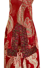 Spectacular 1970s Bill Blass Red Organza & Gold Metallic Applique Dress