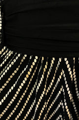 1980s Bernard Perris Black and White Kimono Plunging Caftan Dress