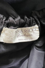 Gorgeous 1972 Nina Ricci Black Silk Gazaar Off Shoulder Dress W Ruffled Finishes