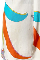 1960s Emilio Pucci Curving Pattern Pastel Printed Crisp Cotton Sun Dress
