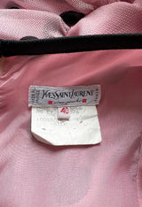 Rare Spring 1990 Yves Saint Laurent Mini Front Skirt Longer Back Pink & Black Dot Dress