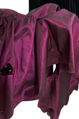 Fall 1980 Yves Saint Laurent Silk Taffeta & Velvet Dress w Asymmetrical Hem