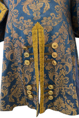 Remarkable Late 1800s Charles H. Fox Theatre Costume Gold & Blue Brocade Great Coat