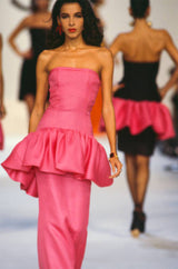 Spring 1987 Yves Saint Laurent Runway & Ad Campaign Pink Ruffle Dress