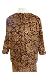 Extraordinary 1968 Christian Dior Documented Gold Metallic Silk Brocade Three Piece Dress Set