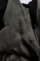 1980s Unlabeled Chanel Haute Couture Black Velvet Tabard w Silk Chiffon & Lace Under Skirt