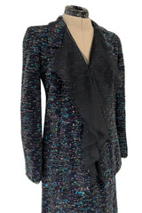 Gorgeous Fall 2000 Chanel by Karl Lagerfeld Haute Couture Ruffled Three Piece Boucle Runway Suit