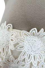 Prettiest 1994 Givenchy Couture Floral Crochet Bodice Dress w Gold Silk Skirting