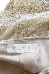 Romantic 2007 Valentino Ivory Silk Chiffon & Lace One Shoulder Bias Cut Dress
