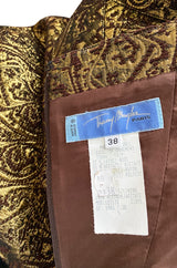 Documented Fall 1997 Thierry Mugler Gold Bronze Brocade Strapless Dress w Formed Pointed Cups