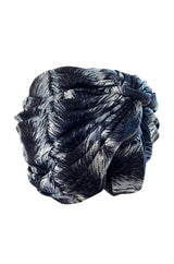 1960s La Mendola Grey Toned Feather Print Dress Cape & Turban Set