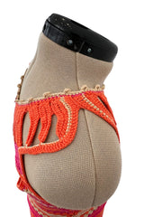 Prettiest Resort 2012 Christian Dior Hand Crocheted Pink & Orange Geometric Halter Dress