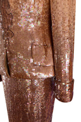 Fabulous 1980s John Anthony Couture Pink & Bronze Fully Sequinned Strapless Dress & Matching Jacket