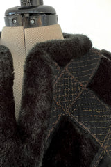 Fantastic 1970s Givenchy Top Stitched & Pacthwork Mixed with Faux Fur Deep Brown Coat