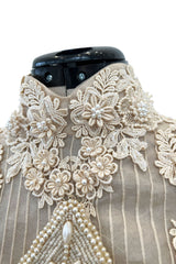 Late 1980s Capriccio Victorian Inspired Ecru Ivory Colour Silk Organza Dress Set