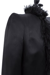 Iconic Fall 2000 Chanel by Karl Lagerfeld Haute Couture Black Silk Tulle Ruffle Evening Coat