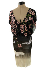 Iconic Spring 2003 Gucci by Tom Ford Runway Cherry Blossom Kimono Mini Dress