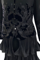 Documented Fall 1994 Valentino Haute Couture Hand Beaded & Pleated Top, Skirt & Jacket Suit Set