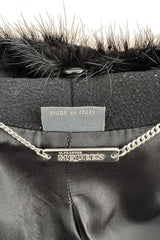 Incredible Fall 2006 Alexander McQueen Black Cashmere Coat w Detachable Fur Collar