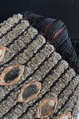 Early 1990s Azzedine Alaia Black Knit Couture Dress w Beaded Hem & Hand Placed Mirrors