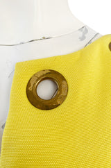 1960s Pierre Cardin Couture Bright Sunny Yellow Tunic & Hot Pant w Open Metal Grommets