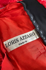 Dramatic 1987 Loris Azzaro Brilliant Red Strapless 'Flame' Dress w Flaring Skirts & Shoulder