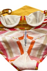 1968 Emilio Pucci Two Piece Pastel Colored Print Cotton Bikini Swimsuit