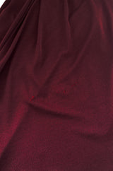 1970s Holly's Harp Deep Burgundy & Gold Silk Jersey Dress w Harem Pant Set