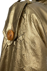 1980s Christian Dior Gold Coated Metallic Oversized Trench Coat