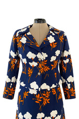 Spring 1973 Givenchy Haute Couture Lovely Long Stem Floral Print Dress & Jacket Set