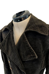 Documented Fall 1970 Yves Saint Laurent Brown Velvet Ultra Fine Corduroy Great Coat