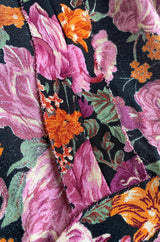 Pristine 1970s Jean-Louis Scherrer Haute Couture Pink Floral Print Silk Dress w Banded Waist