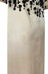 1960s Guy Laroche Haute Couture Embellished Beadwork Ivory Silk Dress