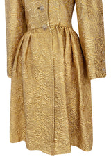Extraordinary Fall 1991 Yves Saint Laurent Well Documented Gold Brocade Coat W Jewel Buttons