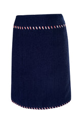 Spring 1994 Chanel Runway Documented Red & White Ribbon Navy Suit